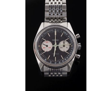 Omega. A gentleman's stainless steel 'Omega de Ville' chronometer wristwatch:, the dark grey dial with subsidiary dials for s