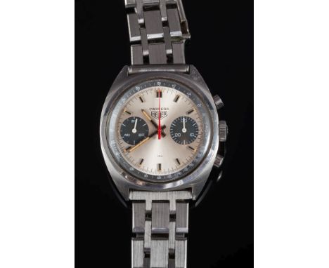 Carrera Heuer. A gentleman's stainless steel chronometer wristwatch: the satin finish circular dial with baton markers, tachy