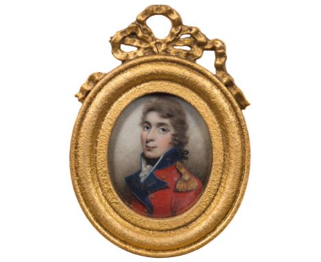 Circle of George Chinnery [1774-1852]-
Miniature portrait of a young officer, said to be Francis Rawden-Hastings, Earl of Moi