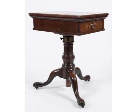 A mid 18th Century mahogany reading table:, the rectangular adjustable ratchetted top fitted with a ledge, having sliding can