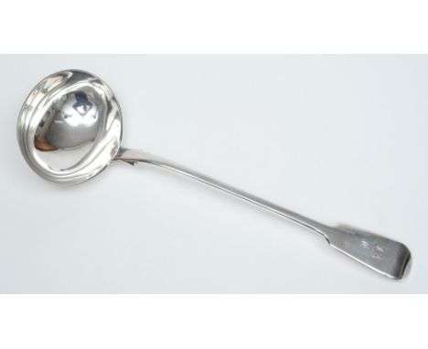A Victorian fiddle pattern soup ladle, maker George William Adams, London, 1864: initialled, 8.02ozs.