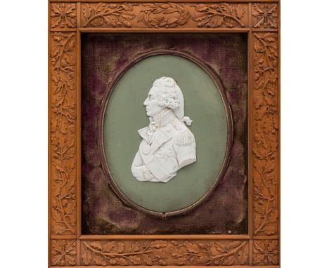 A Wedgwood sage jasper ware portrait plaque Viscount Horatio Nelson: modelled after the original by John de Vaere, in profile