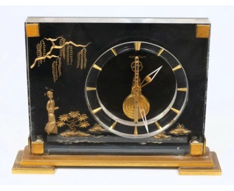 Jaeger-LeCoultre, a skeletonised mantel clock: the eight-day duration movement set within the resin case and having a lever e