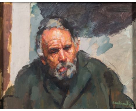 * Robert O Lenkiewicz [1941-2002]-
Portrait study of a Man, Project 15 Death, 1982:-
signed bottom right
oil on board
40 x 50