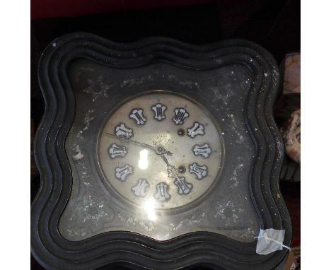 A French oeil de boeuf wall clock, the alabaster dial with enamel plaque Roman numerals, the dial surround with mother of pea