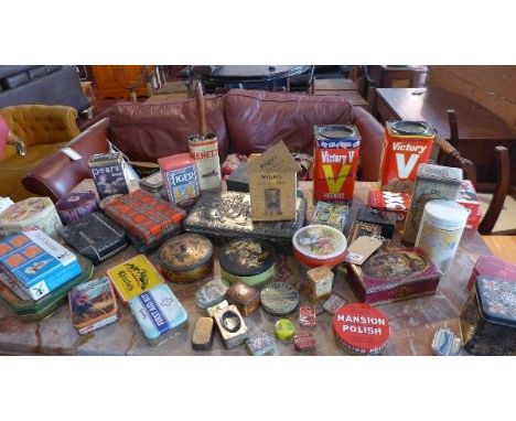 A large collection of vintage tin boxes 