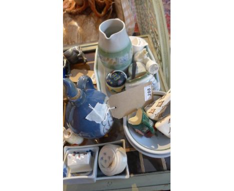 A collection of Scottish ceramics, to include Buchan stoneware dishes, flask, honey pots, milk jugs, four bowls, and other ce
