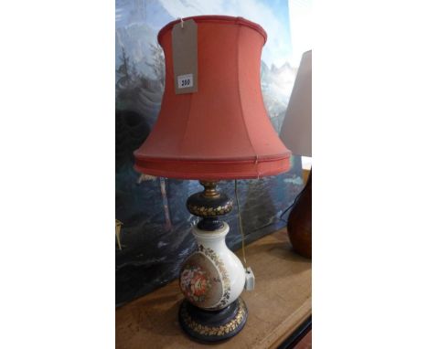 A 19th century Sevres porcelain table lamp, hand painted with flowers, signed A. Renzi, H.48cm 