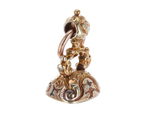 Masonic intaglio gold mounted fob seal, the matrix inscribed 'Keep', 5.8gm, 28mm 