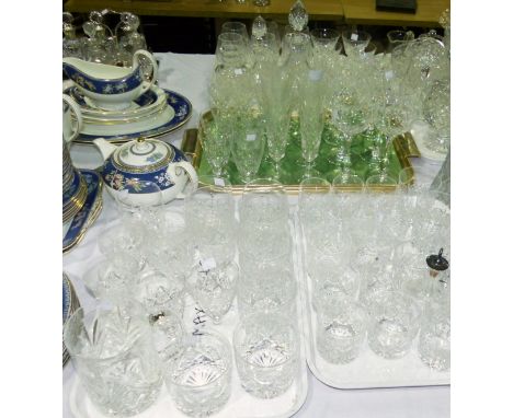 A part suite of Stuart Crystal Glengarry drinking glasses, 6 setting, 80 pieces approx; a similar decanter and vase