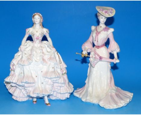 A Coalport china figure 'Lady Caroline at the summer garden party' limited edition No 528, A Royal Worcester china figure 'Ro