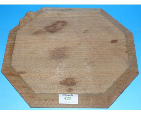A Robert "Mouseman" Thompson unpolished oak shaped octagonal breadboard