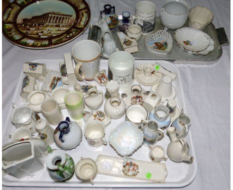 A collection of vintage crested china, mostly from the Isle of Man