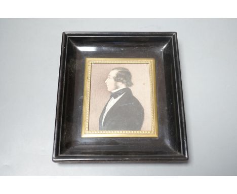 A 19th century English school portrait miniature of a gentleman, 8x7cm