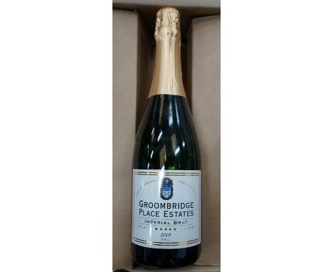 Twelve bottles of Groombridge Place Estate Imperial Brut 2009 English sparkling wine