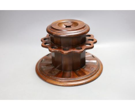 A Dunhill mahogany ‘airtight’ tobacco box/pipe holder,15cm high.