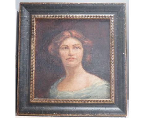 Knighton-Hammond, oil on board, Portrait of a lady, signed, 23 x 21cm