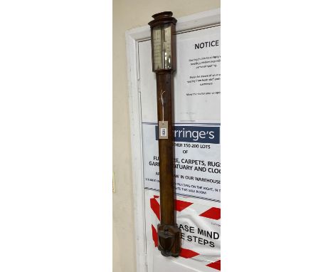 A George III mahogany bow front stick barometer, marked Worthington and Allan, London, height 99cm