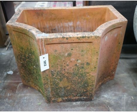 A terracotta garden planter of shaped rectangular form, width 52cm, depth 35cm, height 36cm