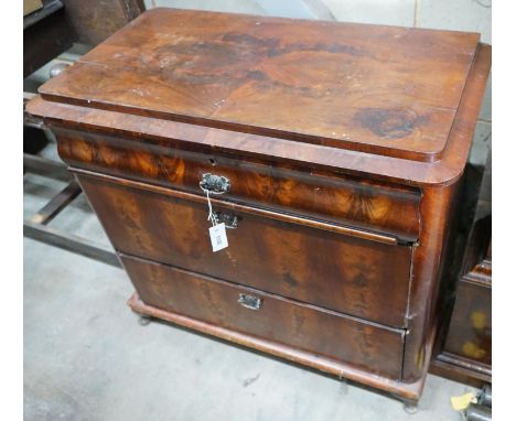 A 19th century French mahogany commode, width 94cm, depth 50cm, height 86cm