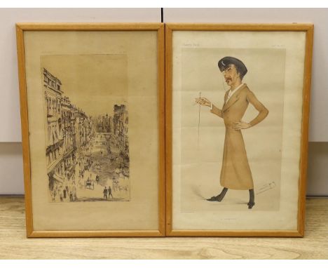 James Abbott McNeill Whistler (1834-1903), lithograph for Vanity Fair, 'St James's Street, June 1878', 28 x 16cm, with a Vani