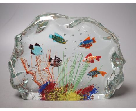 A Murano ‘fish aquarium’ lamp work glass paperweight,(unsigned) 20 cms diameter.