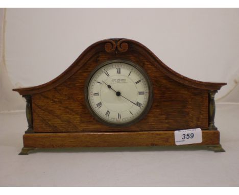 WOODEN JOHN HALL &amp; CO FRENCH MANTLE CLOCK WITH KEY 