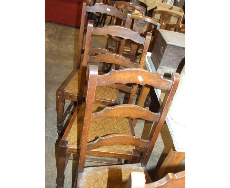4 OAK LADDER BACK CHAIRS