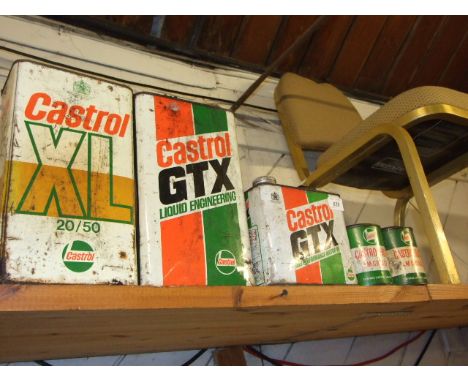 3 VINTAGE CASTROL OIL TINS &amp; 2 VINTAGE CASTROL GREASE CANS
