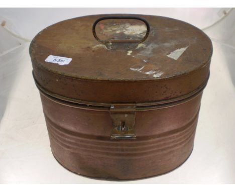 VINTAGE METAL HAT/WIG BOX , 25 CM TALL 