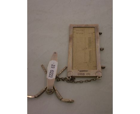 STERLING SILVER GOLF SCORE CARD AND GOLF CLUB CLIP