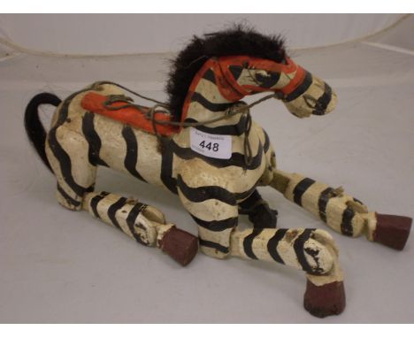 WOODEN ZEBRA PUPPET (33 CM TALL) 