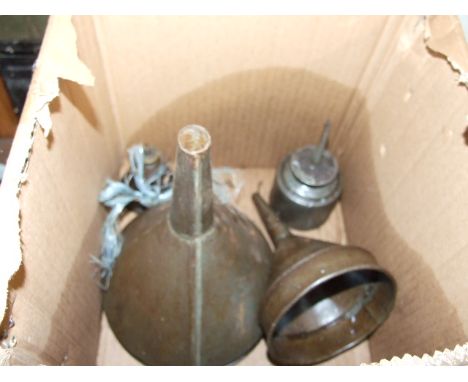 VINTAGE OIL CANS &amp; FUNNELS
