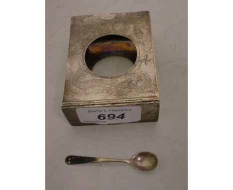 STERLING SILVER CIGARETTE CASE AND STERLING SILVER SPOON