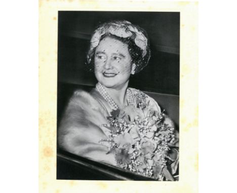 3 BLACK AND WHITE PHOTO CHRISTMAS CARDS 1950/1960 EACH FROM THE QUEEN MOTHER - ONE WITH PRINCESS MARGARET (CYPHER DETACHED), 