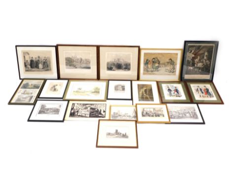 After Rowlandson. Doctor Syntax at an Auction, bookplate engraving, 11cm x 19cm, various other prints, pictures, frames, engr