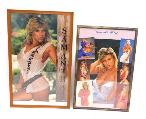 After Rex. Samantha Fox, three quarter length poster print, 97cm x 63cm, and a further montage to Samantha Fox. (2) 