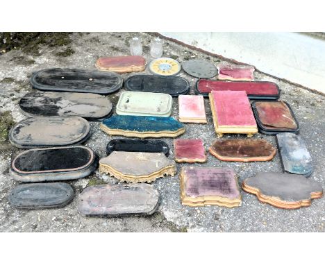 A quantity of 19thC Continental and English dome or clock stands, two glass shades, etc. This lot is located at Oundle, Near 