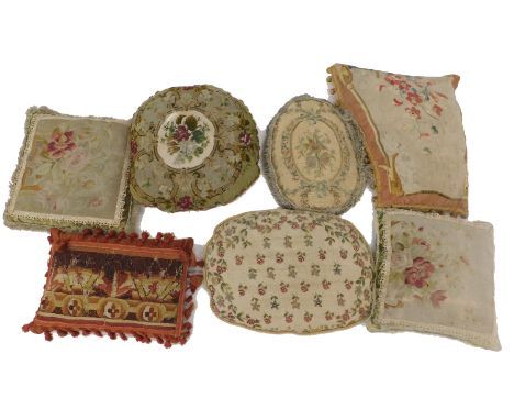 A collection of 18thC and later Aubusson and other tapestry cushions. (7)