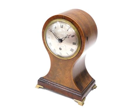 John Percival of Woolwich. An early 19thC mahogany and boxwood strung balloon clock, with signed 12cm diameter Roman numeric 