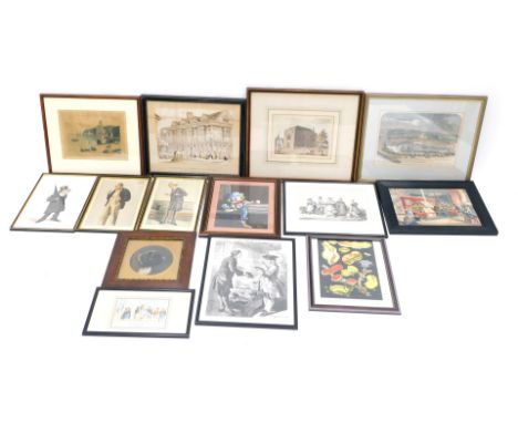 After Woodfall. Grantham, bookplate, 18cm x 29cm, various other engravings, prints, bookplates, etc., after Russel Ancient Ho