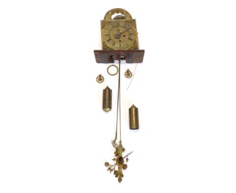 A late 18th/early 19thC longcase clock movement by Samuel Jordan of Chatham, with eight day movement striking two bells, the 