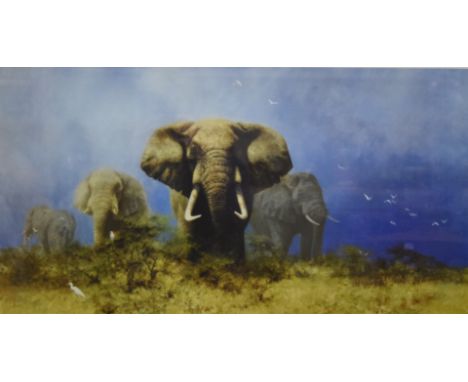DAVID SHEPHERD, Storm over Africa, silkscreen limited edition, numbered 36/350, signed and dated 1999, framed and glazed. 80 