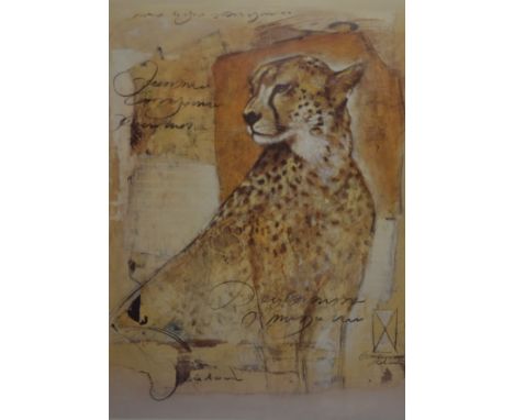 A print of a Cheetah, framed and glazed. 68 x 88.5 cm.