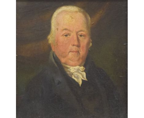 19TH CENTURY SCHOOL, A Portrait of a Gentleman, oil on board, framed. 14.5 x 15.5 cm.