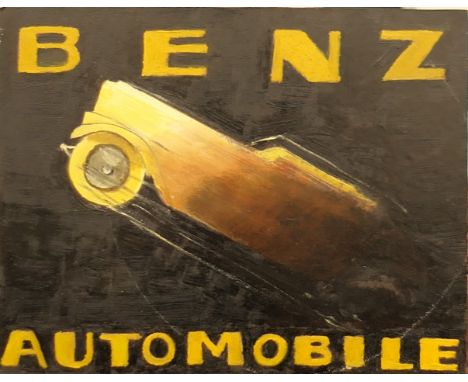 Benz Automobile, oil on board, unframed. 31 x 24 cm.