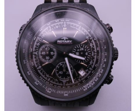 A Rotary Aquaspeed black dial wristwatch.