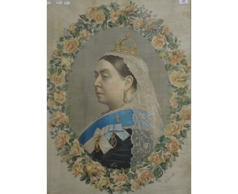 A print of Queen Victoria, framed and glazed. 63 x 85 cm.