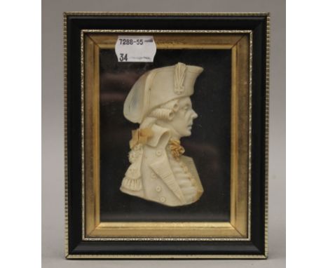 A wax portrait of a 19th century gentleman, the reverse bearing label inscribed Original Wax Relief by Leslie Ray London, fra