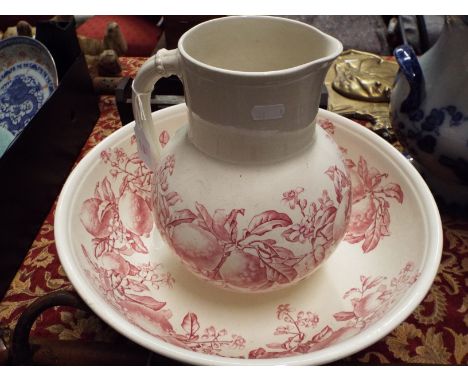 A Victorian 'Lemonaire' pattern wash basin and jug